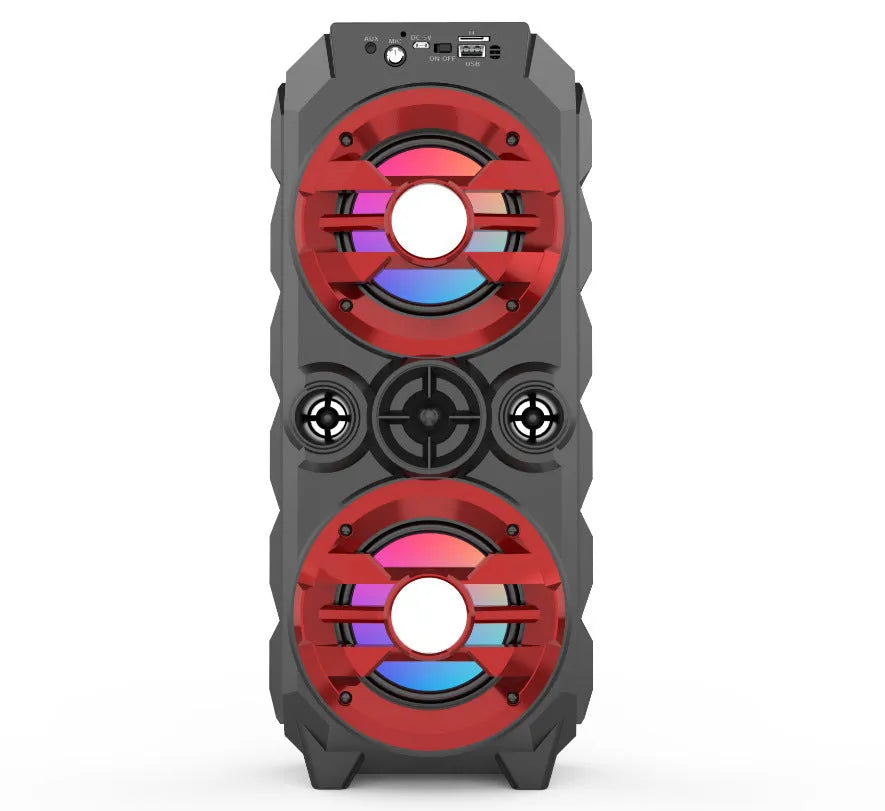 Wireless colour light portable pull rod Bluetooth audio speaker in blue with built-in lights and plastic shell