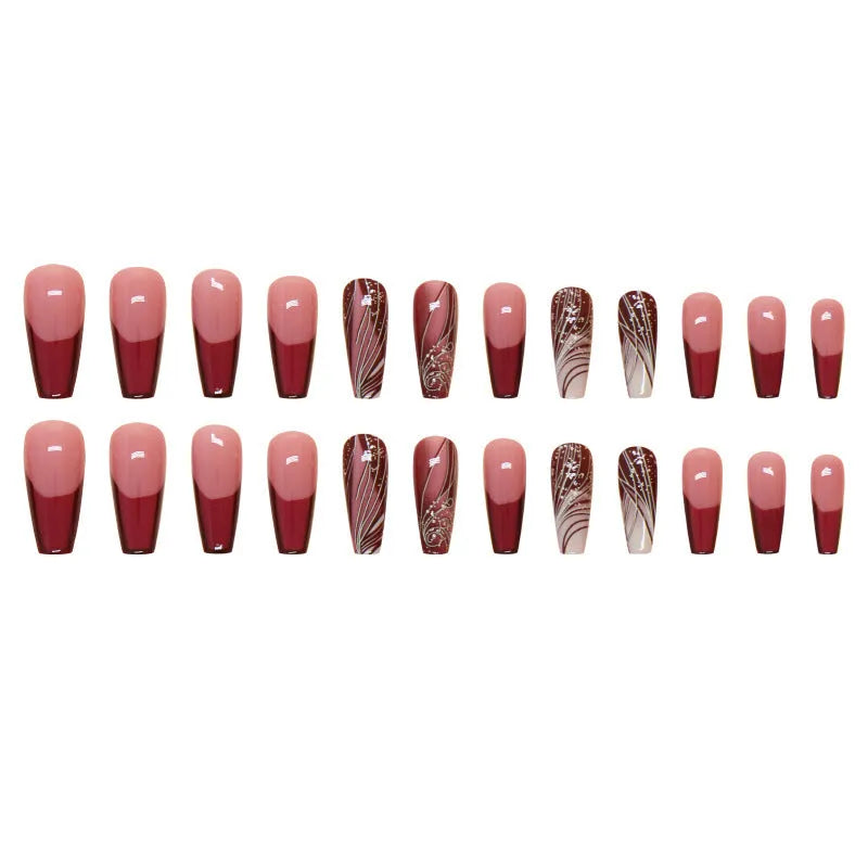 Pack of French line pattern removable fake nail stickers with adhesive glue