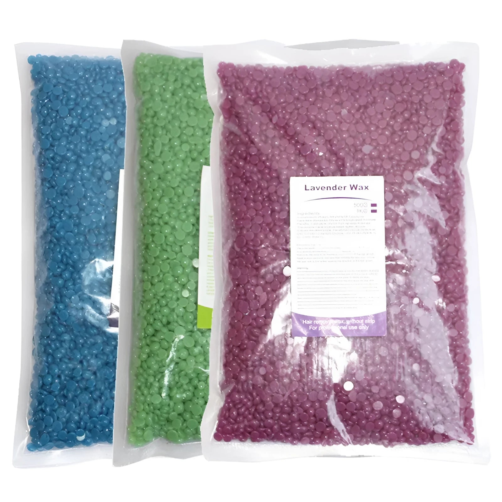 500g solid hard wax granules in a box for paper-free full body hair removal, available in multiple colours