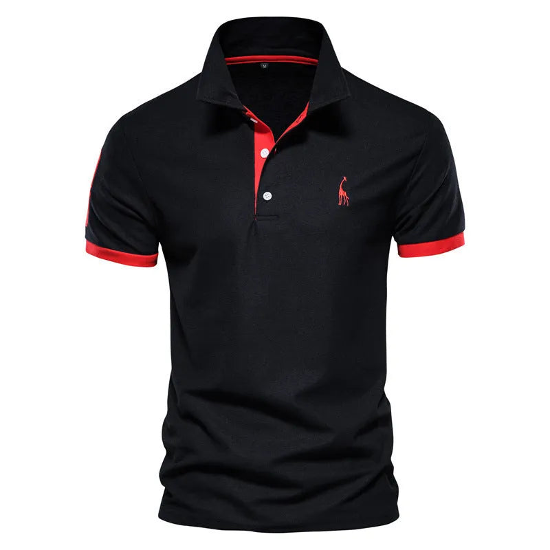 Men's white slim fit t-shirt featuring a detailed embroidered deer design on the chest.