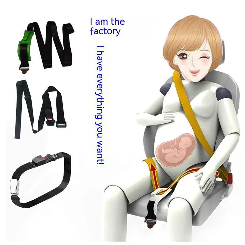 Black ABS metal buckle pregnant women's anti-strangulation safety belt for car travel