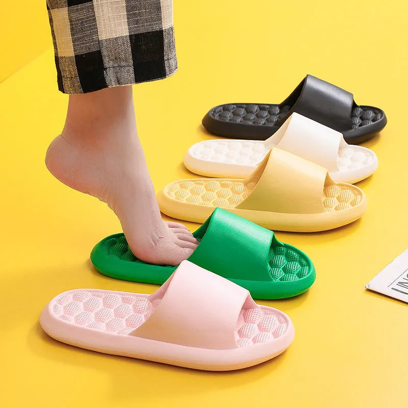 Summer slippers with grape particle massage sole in pink colour, EVA material, unisex design for indoor use