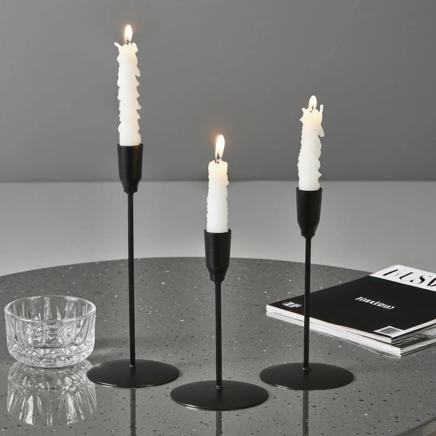 Handmade iron dining table candle ornament in gold colour available in multiple sizes