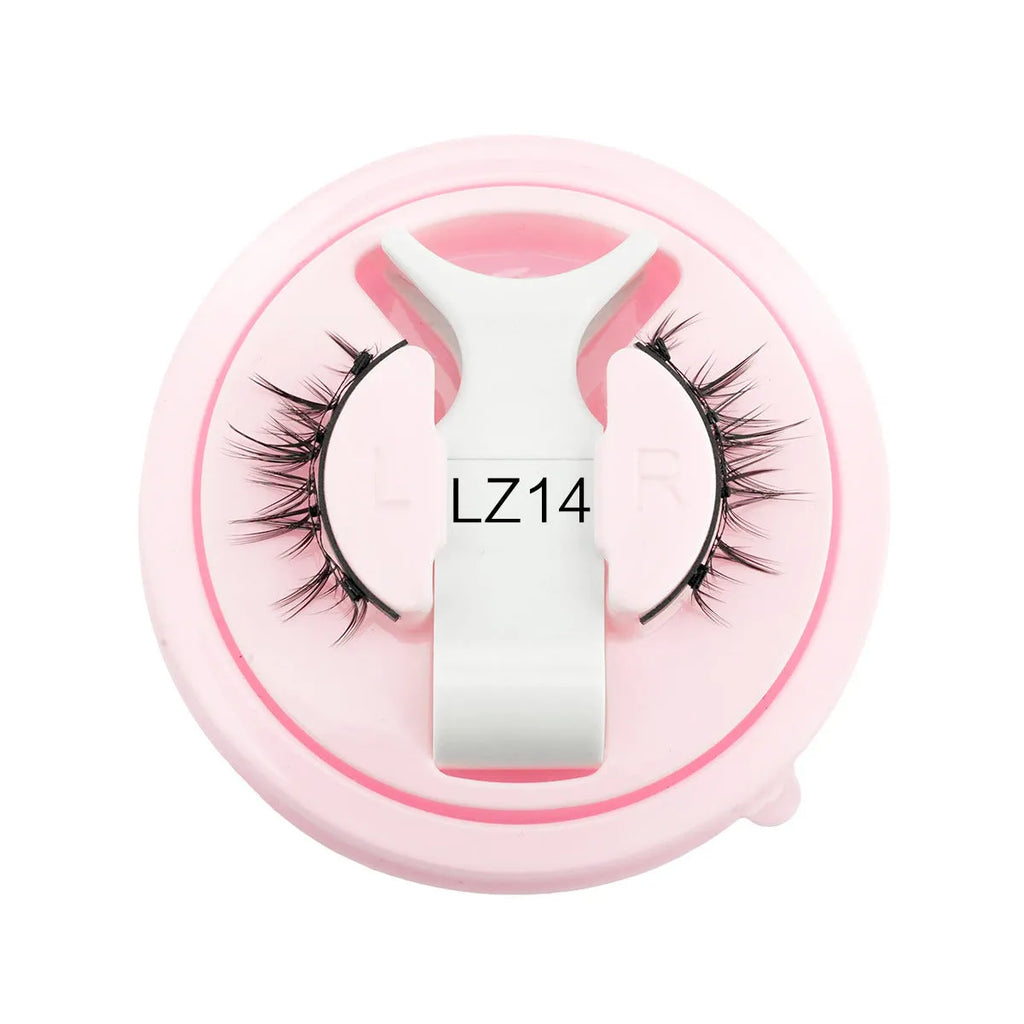 Set of reusable, glue-free waterproof false eyelashes in artificial fibre, showing natural thick 0.6-1.1mm lashes.