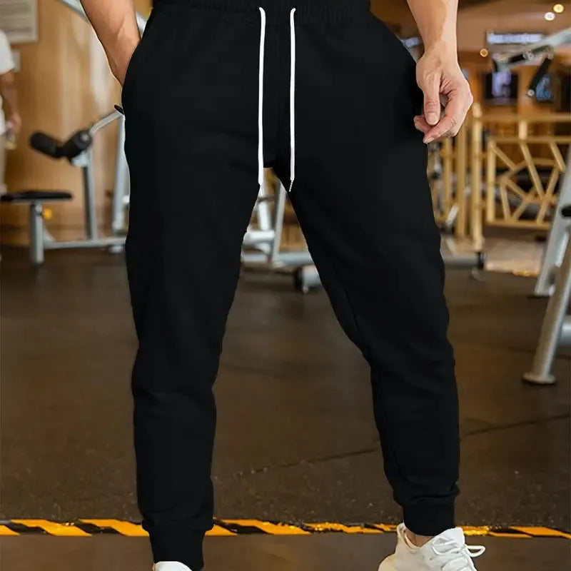 Men's linen leisure trousers with 3D pattern and drawstring waist in loose fit