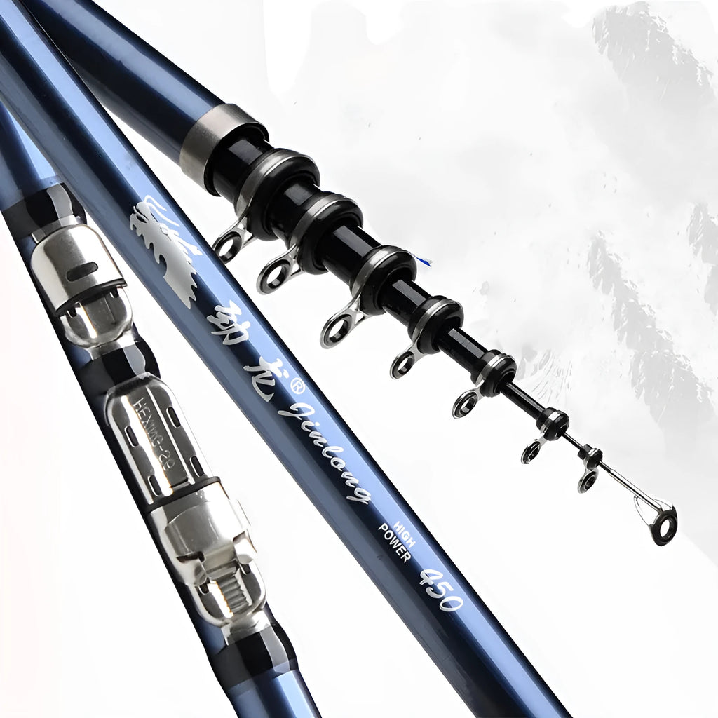 Full carbon blue rock fishing rod with 6 sections for sea fishing hard tonality