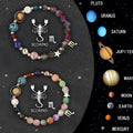Natural stone beaded bracelets showing zodiac sign designs for complete astrological collection