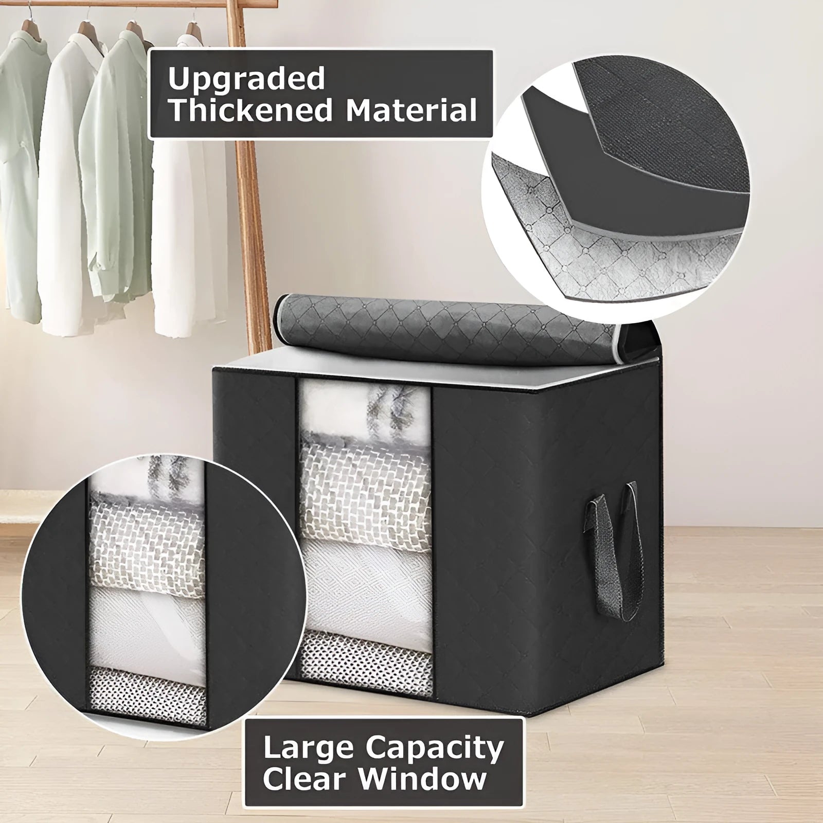 150 non-woven storage bags in multiple sizes and colours for quilt and clothing organisation