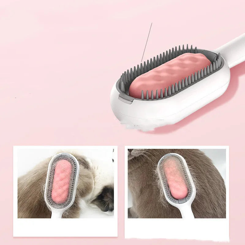 Green plastic hair removal comb for cats and dogs with disposable wipes sticker, 19cm length