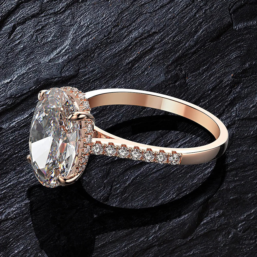 925 silver geometric hipster couple ring with zircon inlay, rose gold finish, size 7