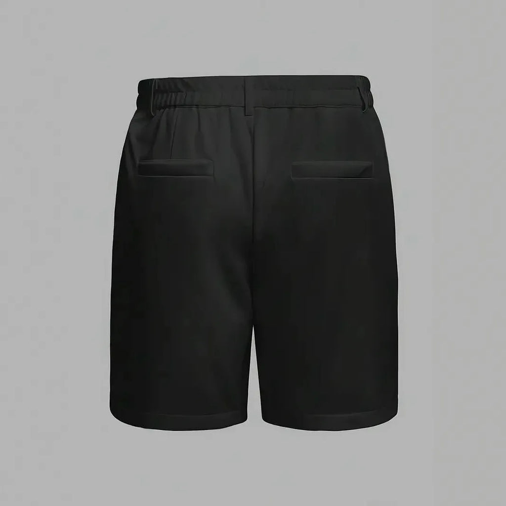 Man wearing grey Korean style straight-leg casual cotton blend shorts.