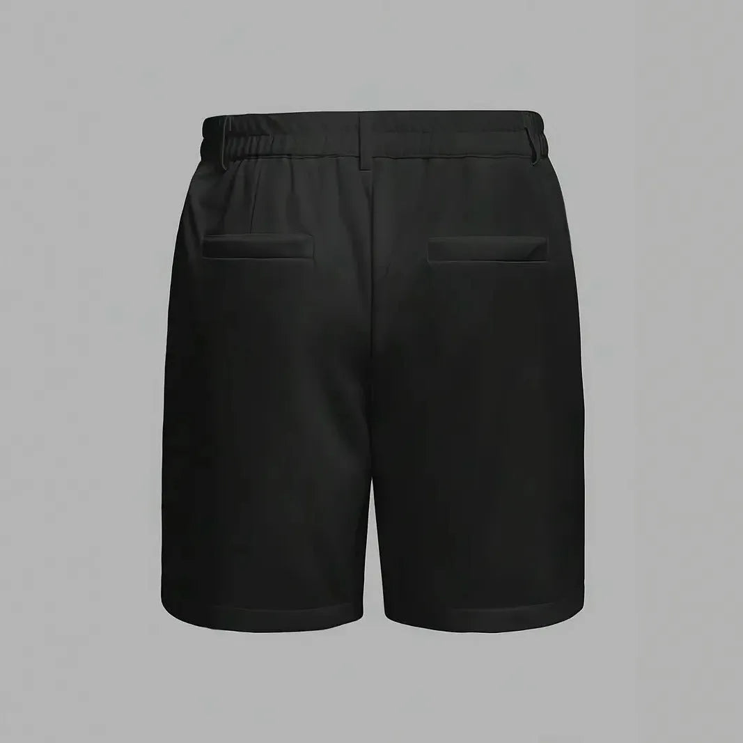 Man wearing grey Korean style straight-leg casual cotton blend shorts.