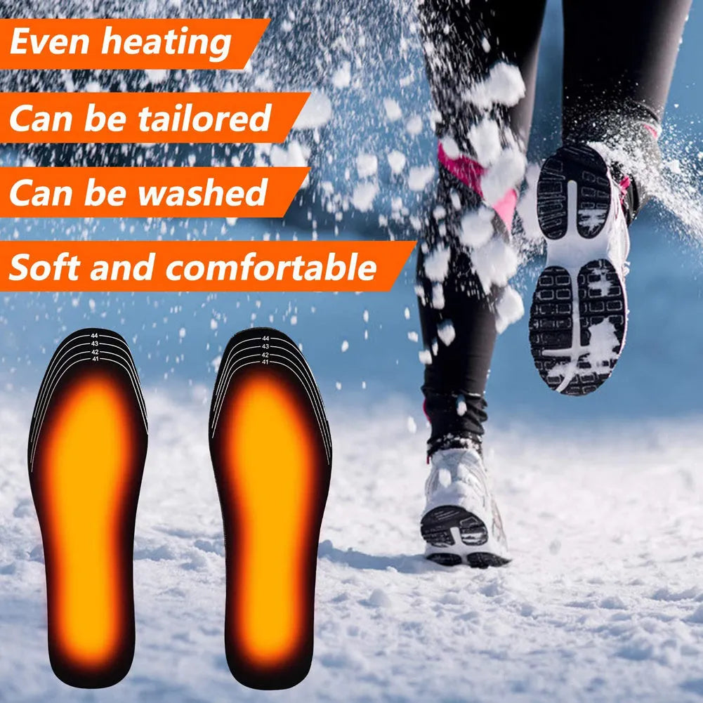 Pair of USB heated shoe insoles with cut-to-fit design for winter warmth