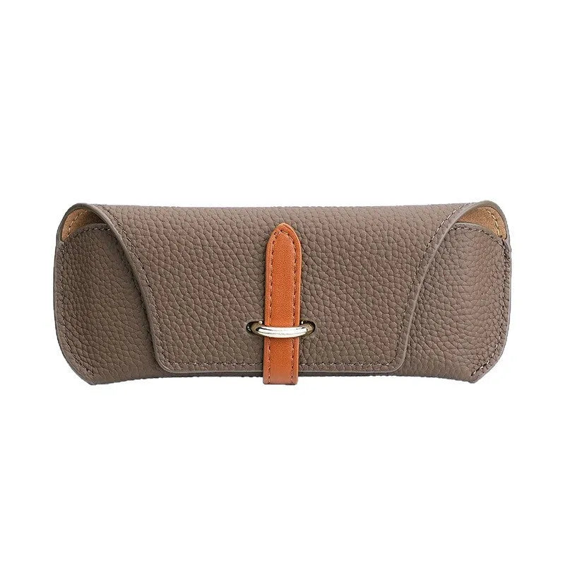 Retro portable sun glasses protective sleeve solid colour gray with waterproof PVC lining PU material
