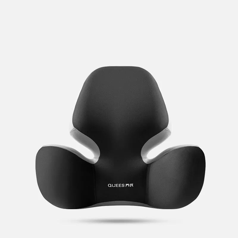 Black grey memory foam lumbar support pillow and headrest for car seat