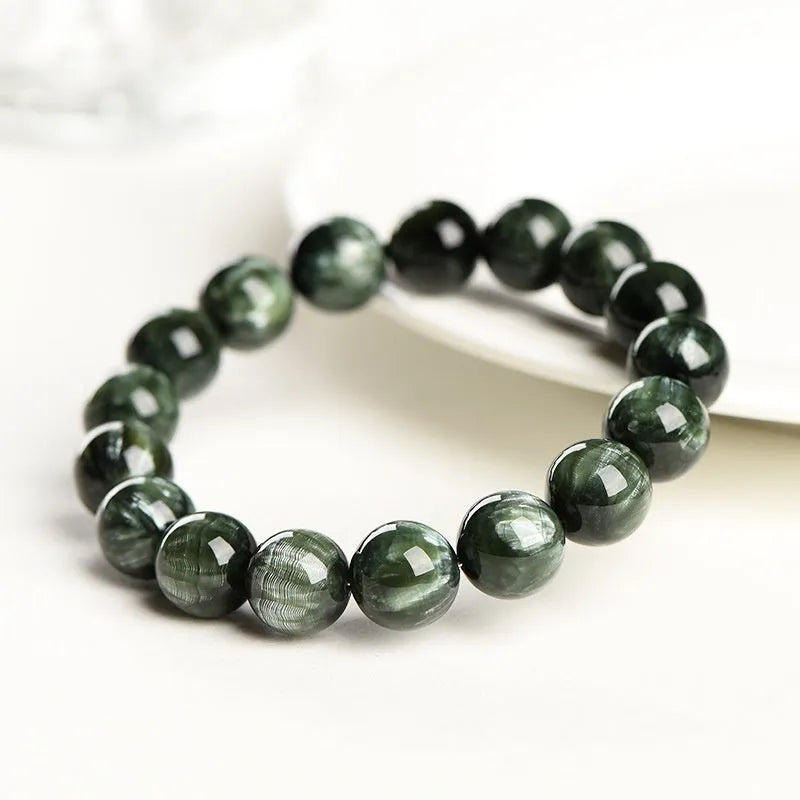Green Dragon Crystal bracelet with 8-9mm beads and Ruyi elements