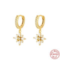 S925 sterling silver diamond snowflake pendant earrings in yellow gold and white gold colour options