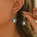 Silver retro fashion women's earrings with creative alloy design and electroplated finish