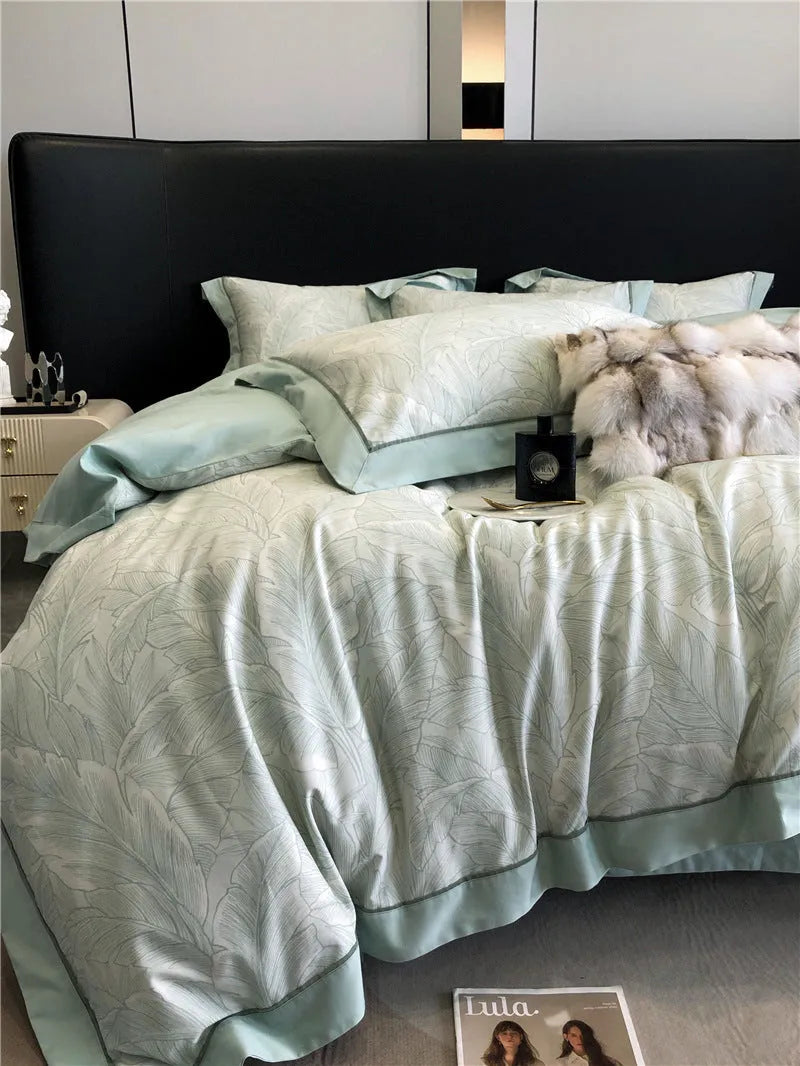 Long-staple cotton printed four-piece bedding set with geometric pattern, sanded fabric, digital print, European classical style