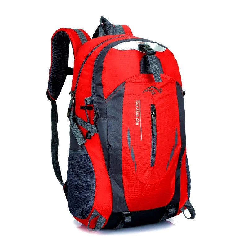 Large waterproof Oxford cloth travel backpack showing computer pocket and dual straps in multiple colour options