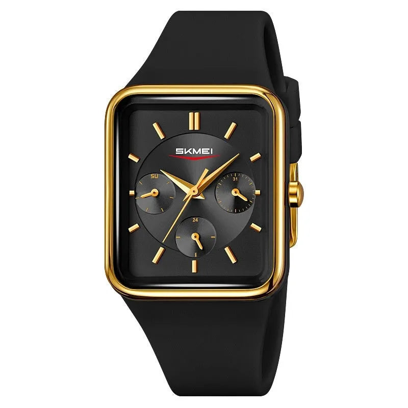 Square silicone waterproof watch for girls in multiple colour options on a wrist.