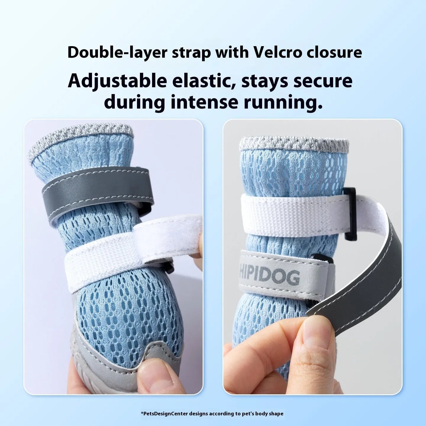 Cartoon-style blue and green dog shoes with wear-resistant PU soles for summer paw protection.