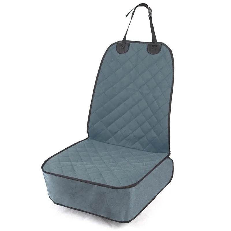 Oxford cloth pet car cushion in black on a vehicle co-pilot seat