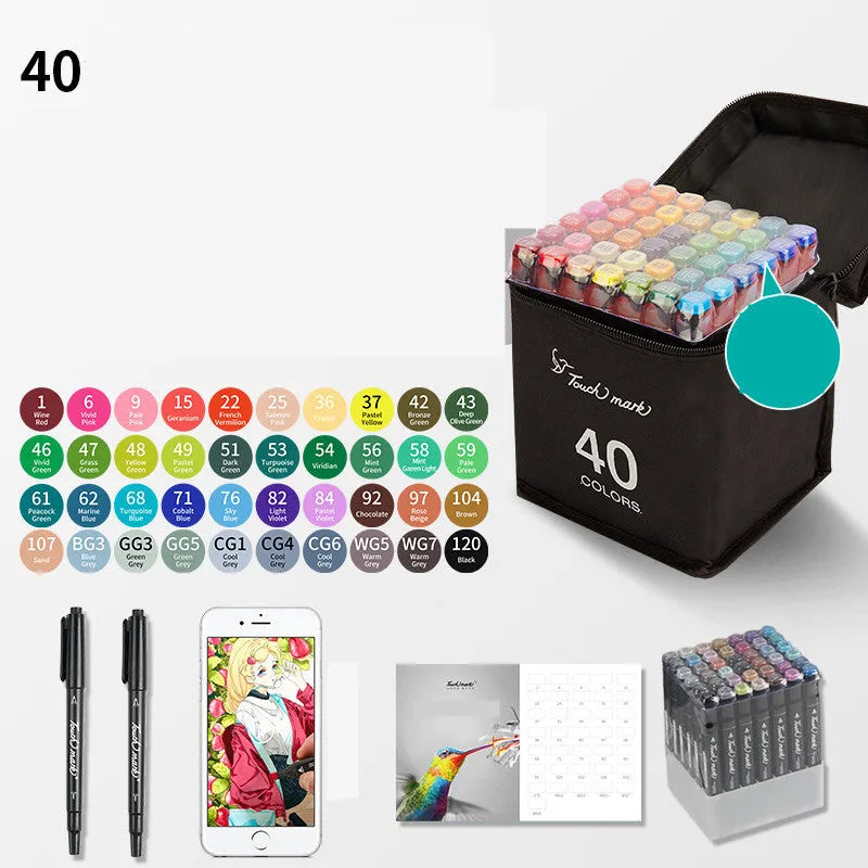 Watercolour pen set for children with 24 colours in a pencil bag, flower design