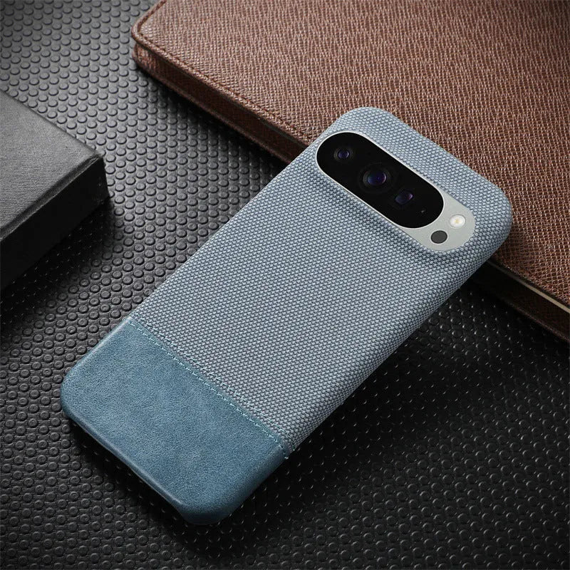 Black lambskin anti-fall phone case with plaid pattern for Google Pixel 8 Pro