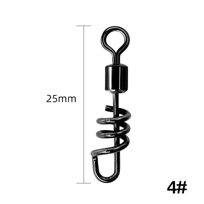 Copper or stainless steel fishing swivel connector, 8-shaped split ring in seven colour-coded sizes.