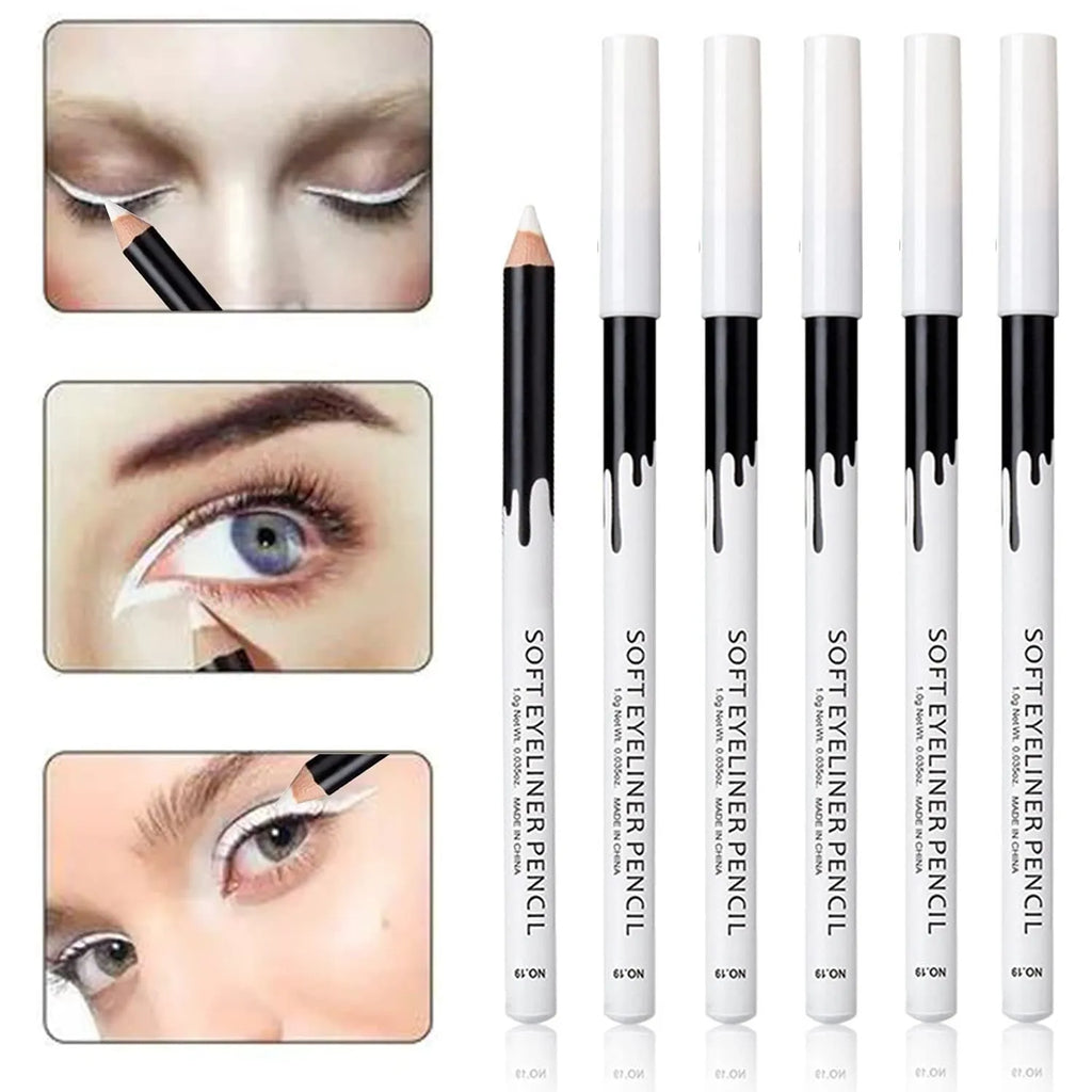 12 piece white and black eyeliner pencil set with sharpener for multi-use makeup application