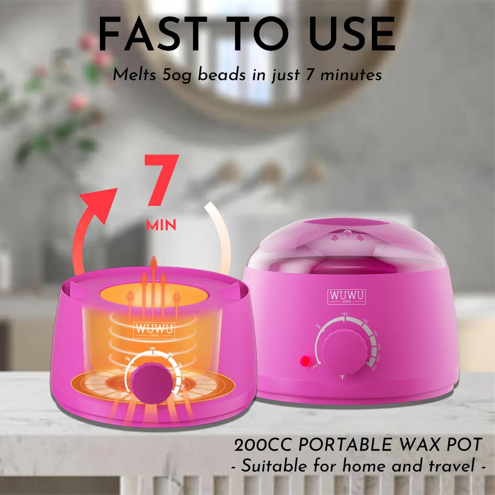 WUWUVISTA 63-piece waxing kit with black wax warmer, wax beans, silicone tools, and wax sticks