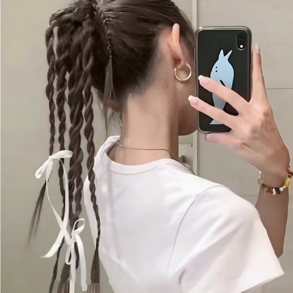 Wig with scratch clip boxing braid in natural black 60cm length protein silk