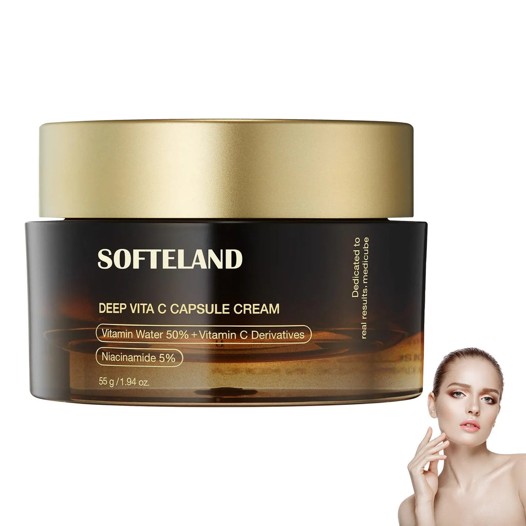 55g jar of portable vitamin C facial cream with spoon for daily skincare