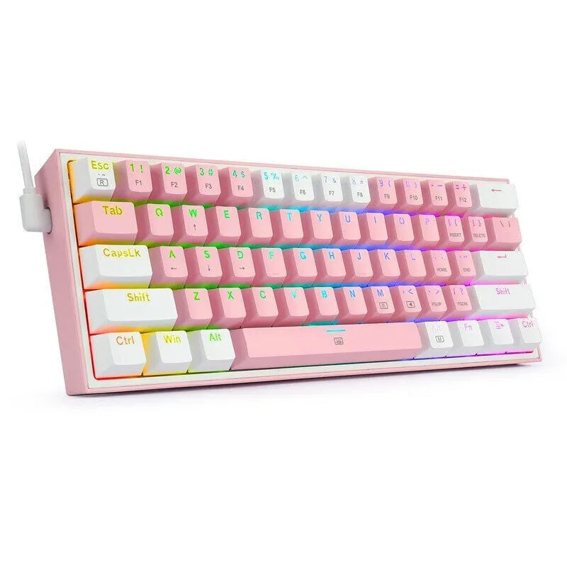 K617 wired mechanical keyboard with RGB lighting in white pink colour option