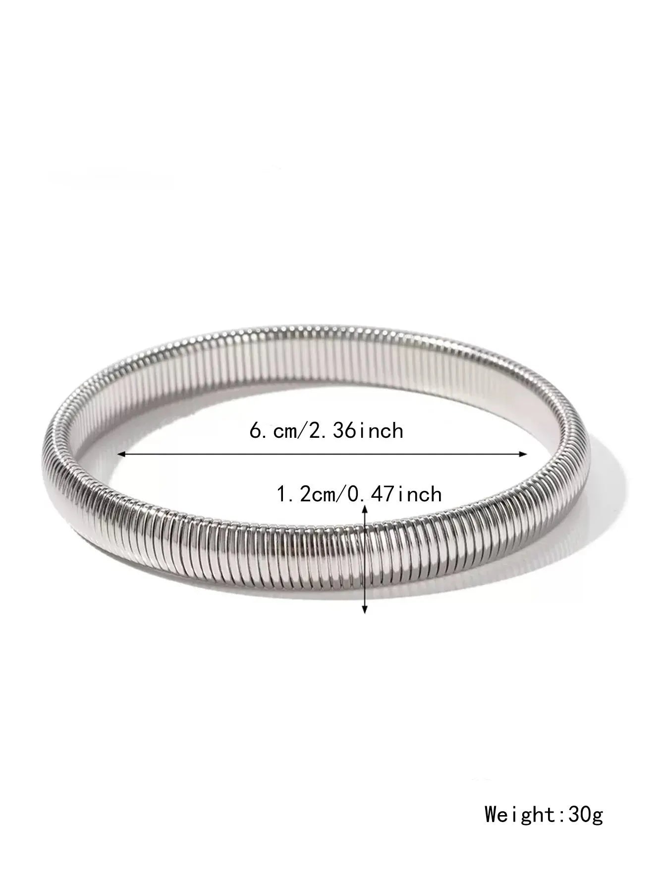 Women's elastic titanium steel bracelet with vertical stripe ring pattern in gold finish