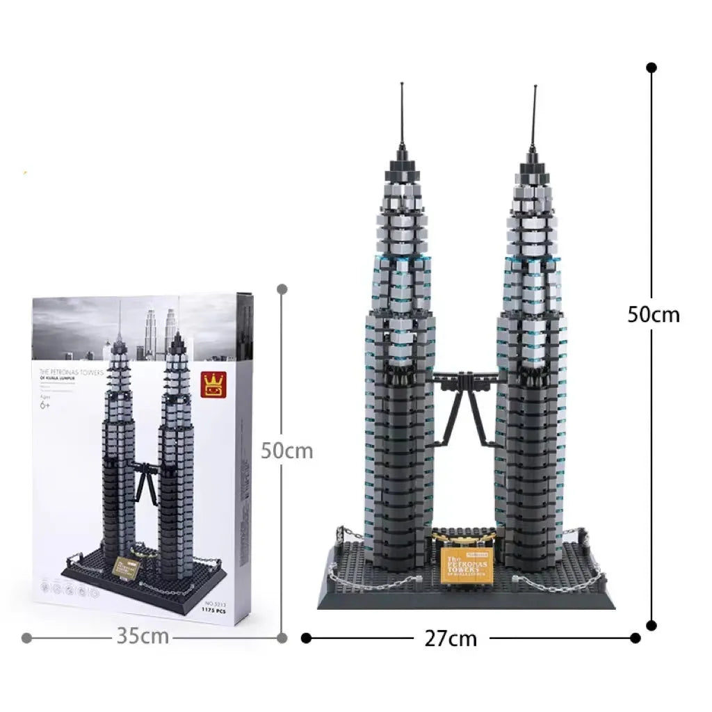 Wange building block street view set with landmark pieces including Eiffel Tower and Big Ben