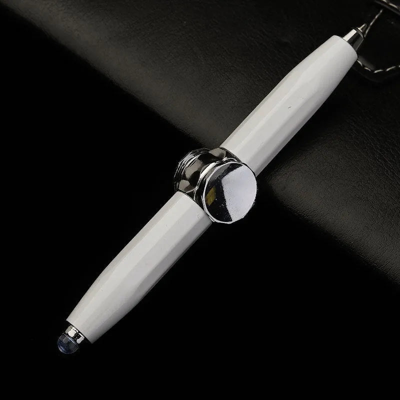 10.5cm metal ballpoint pen with spinning gyro decompression mechanism and LED light feature