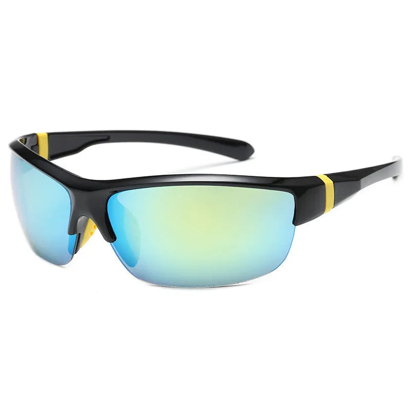 Men's athletic sunglasses with semi-frameless PC frame in multiple colour options for cycling and outdoor sports