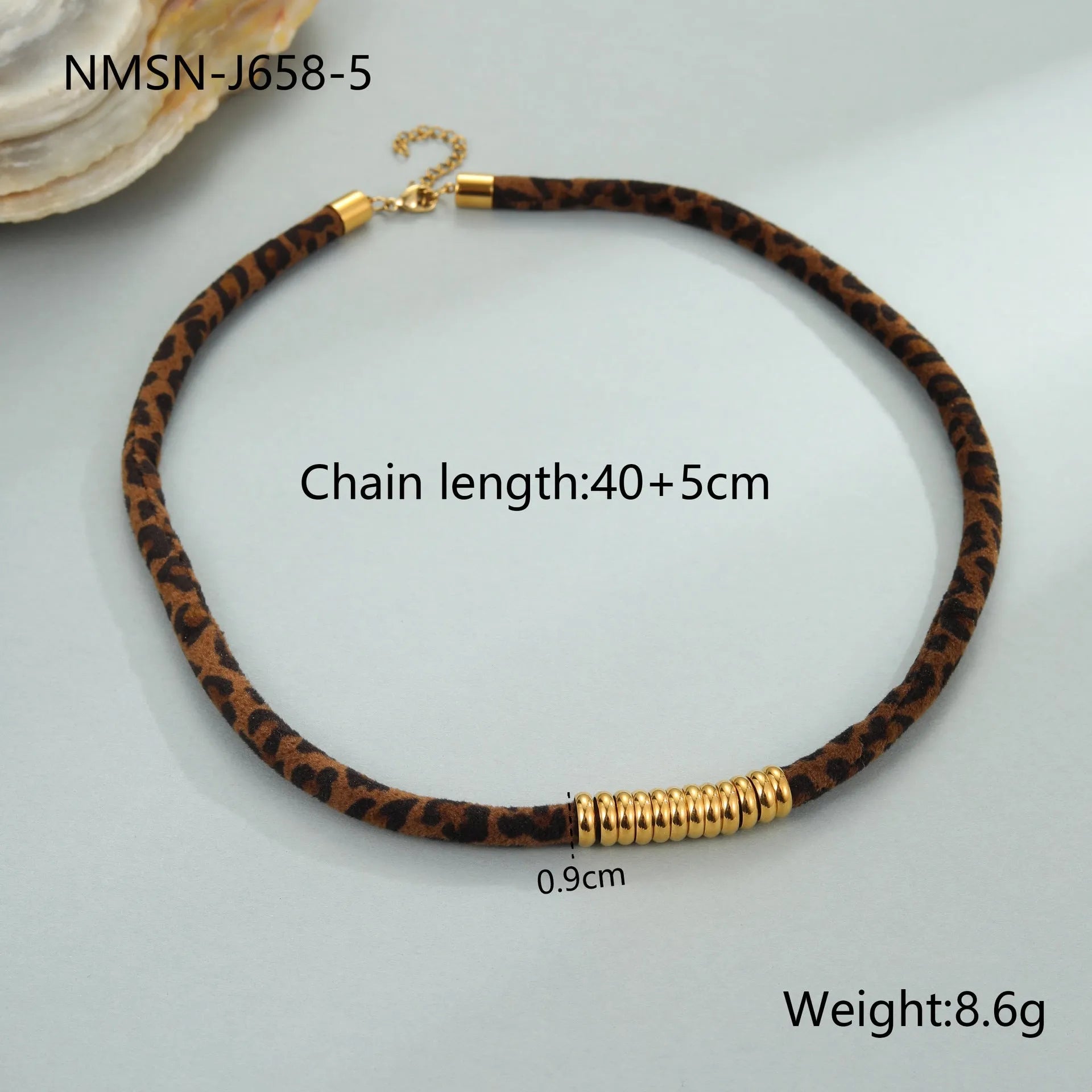 Leopard series stainless steel necklace with geometry pendant and adjustable 41-50cm chain