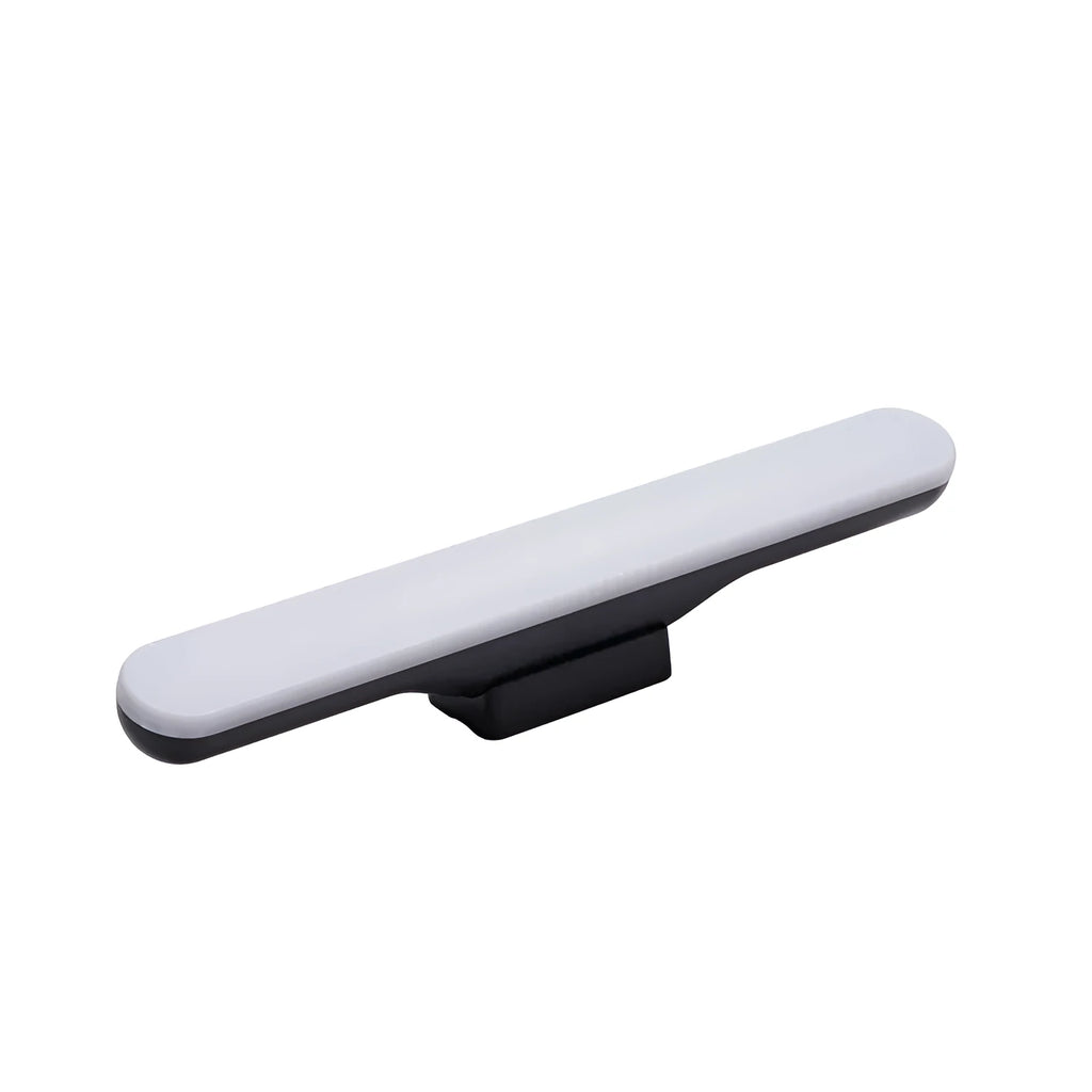 White plastic LED desk lamp with touch controls and adjustable brightness settings