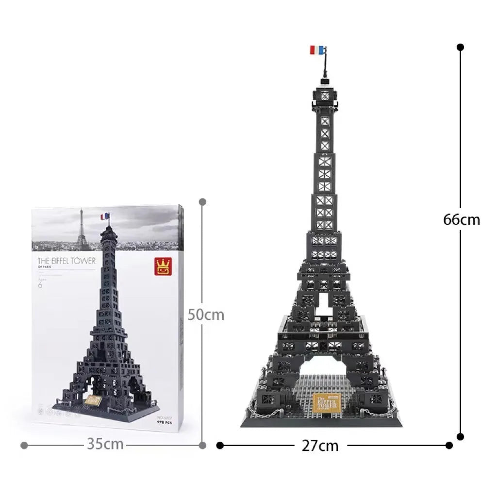 Wange building block street view set with landmark pieces including Eiffel Tower and Big Ben