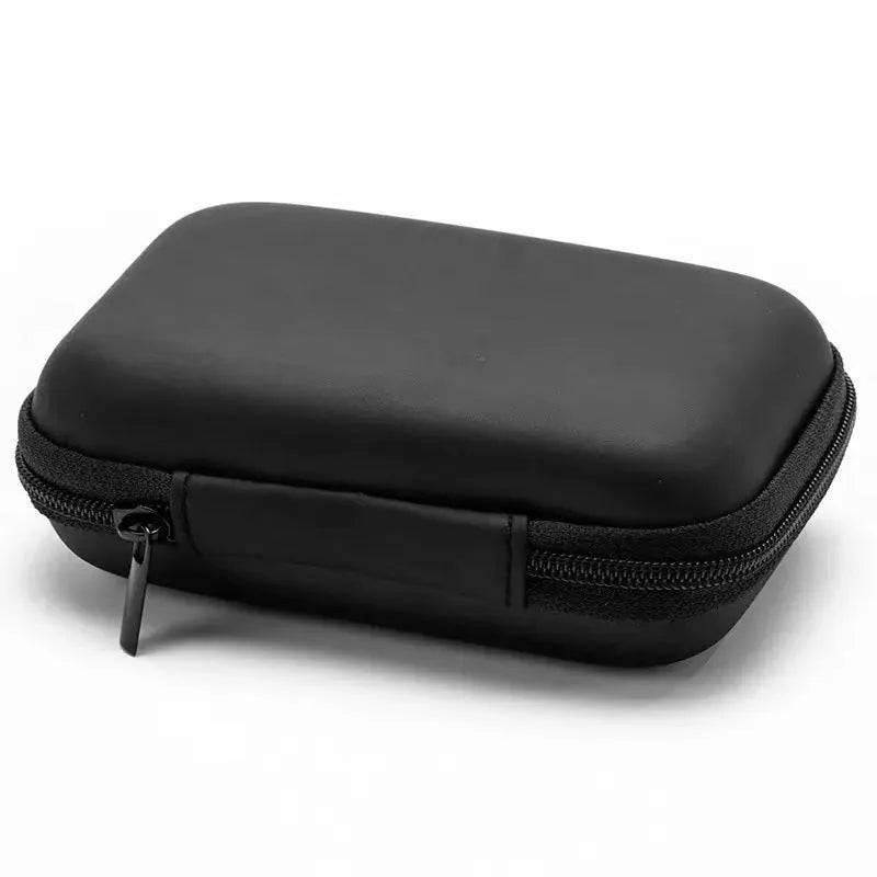 Compact black EVA travel storage box 11x7.5x4cm for headset and cable organisation