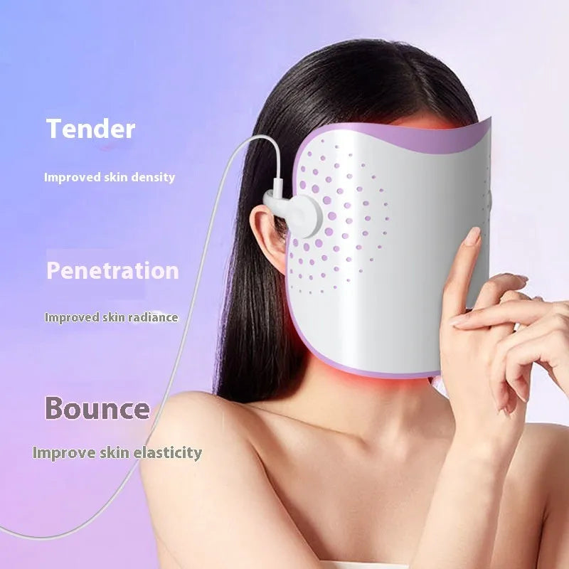 White and purple photon IPL beauty mask device for home colour light therapy