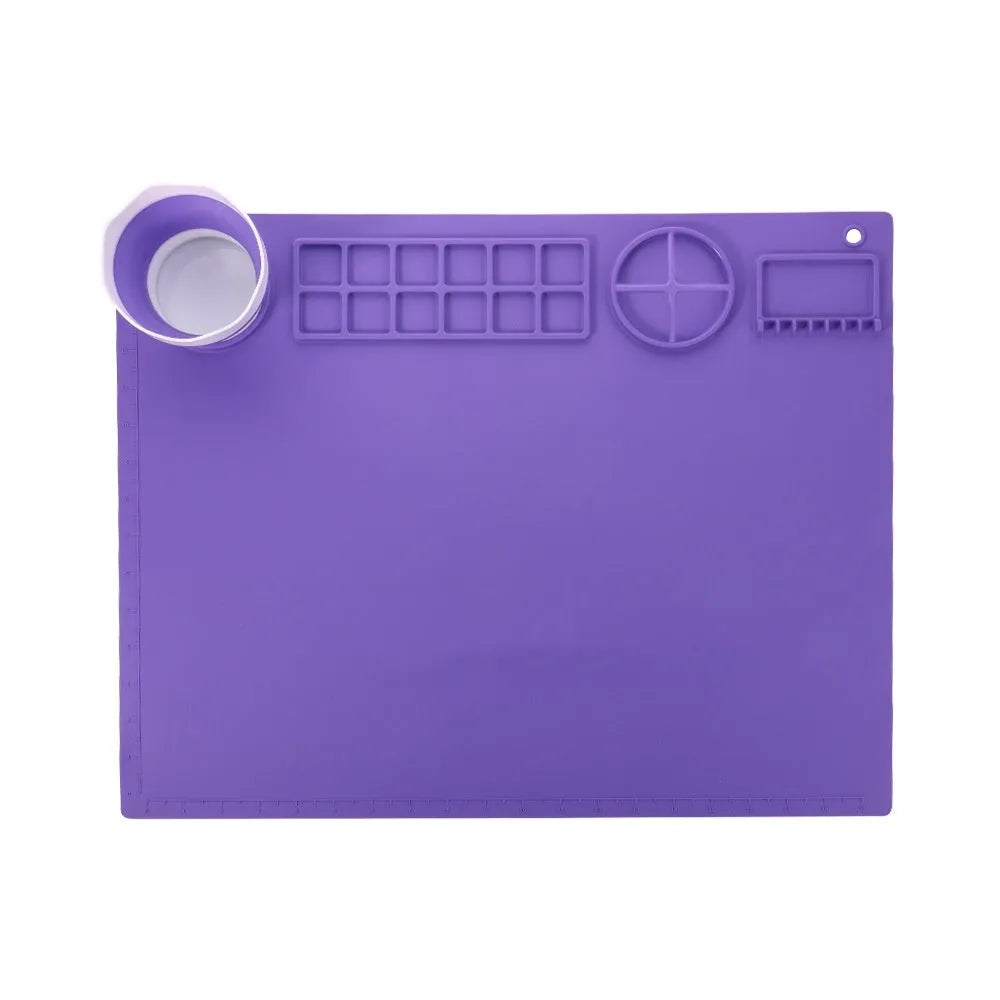 Silicone double bowl painting mat for watercolour and oil painting projects