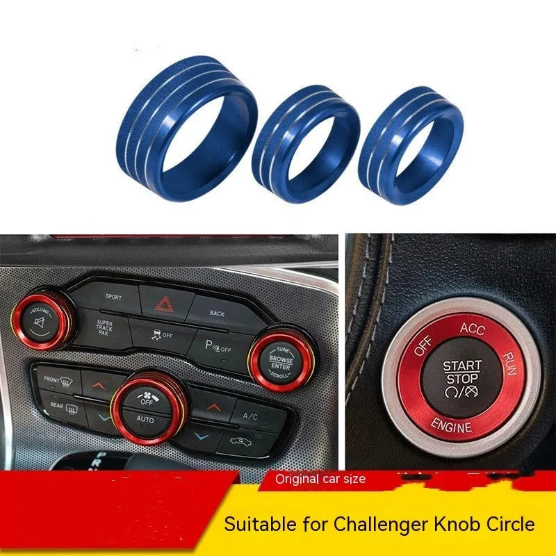 Aluminium alloy decorative ring for Dodge Challenger and Grand Cherokee air conditioning knobs