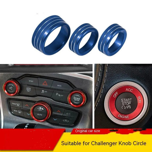 Aluminium alloy decorative ring for Dodge Challenger and Grand Cherokee air conditioning knobs