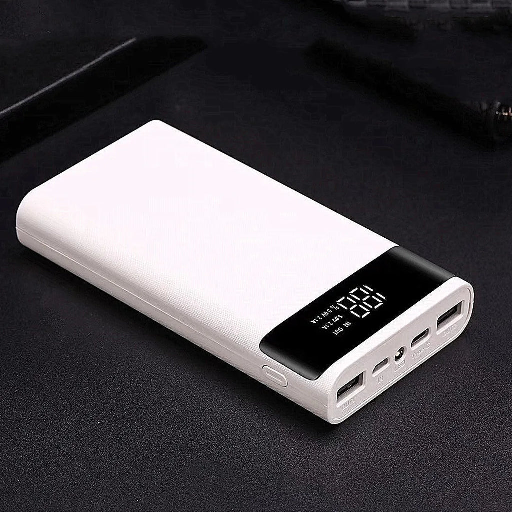 Digital display power bank spring kit with multiple USB ports and compact rectangular design