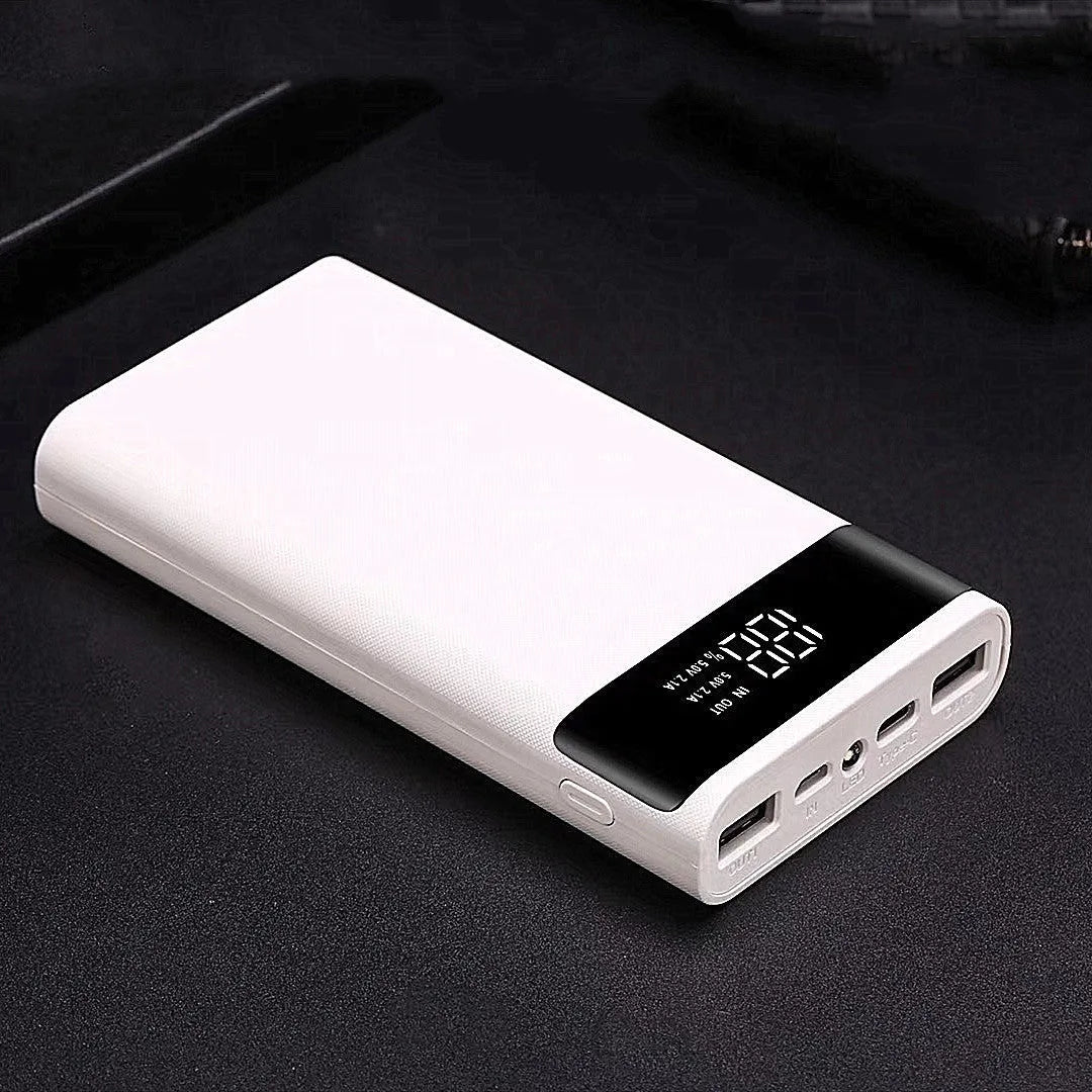 Digital display power bank spring kit with multiple USB ports and compact rectangular design