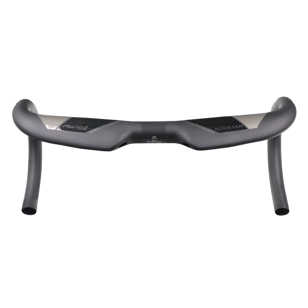 Wei Bike matt black carbon fibre road bicycle handlebar showing bent drop shape